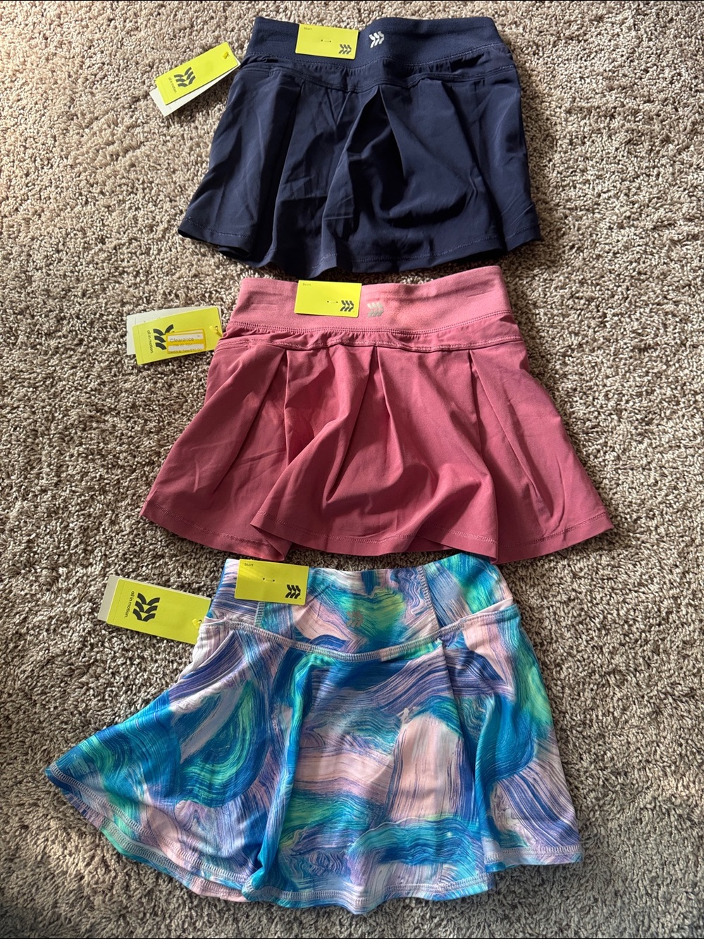 NEW Set of 3 Tennis Skirt Skort Girls 6 / 6X Navy Mauve Pink Blue All In Motion